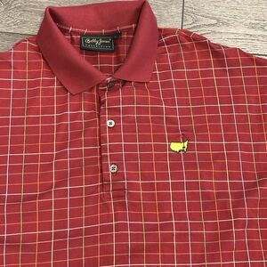 Masters Bobby Jones Golf Polo Shirt Mens Large Red Augusta National Logo Vintage